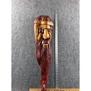 Hand Carved Cedar Wood Pirate Sea Captain Wall Mask Folk Art Sculpture 33 Inch